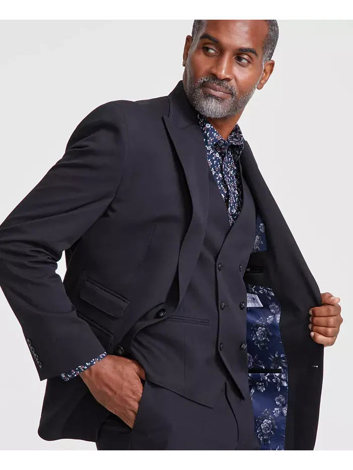 Мужской классический однобортный пиджак Solid Suit Separates Tayion Collection — изображение 2 из 4, черный