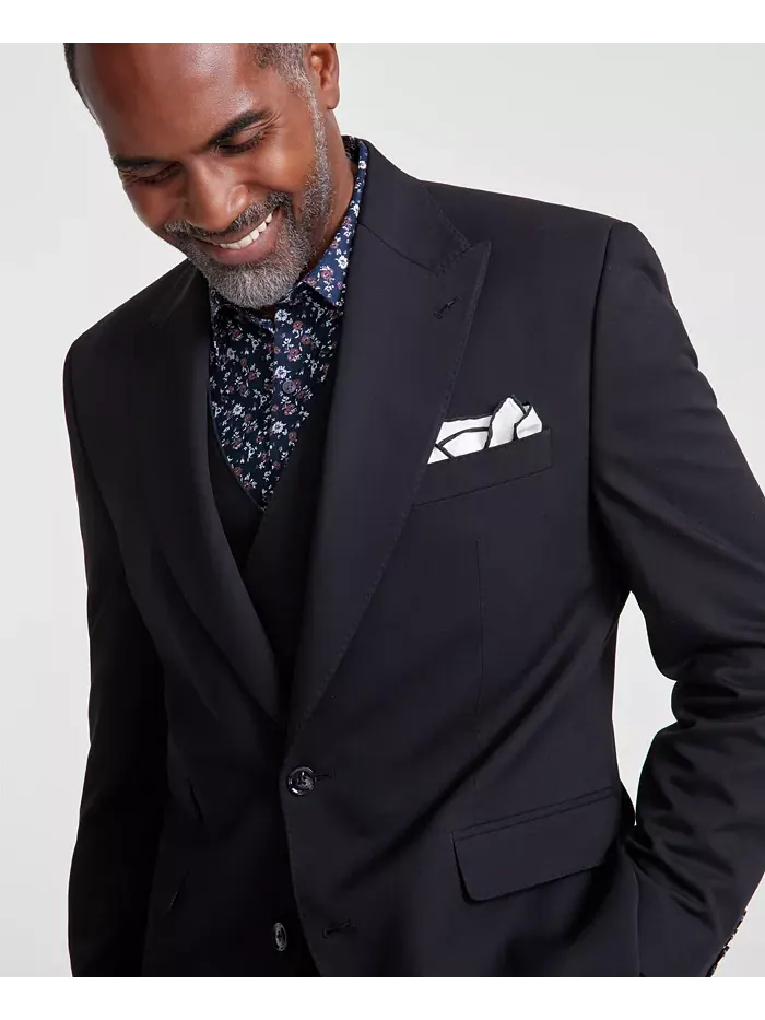 Мужской классический однобортный пиджак Solid Suit Separates Tayion Collection — изображение 3 из 4, черный