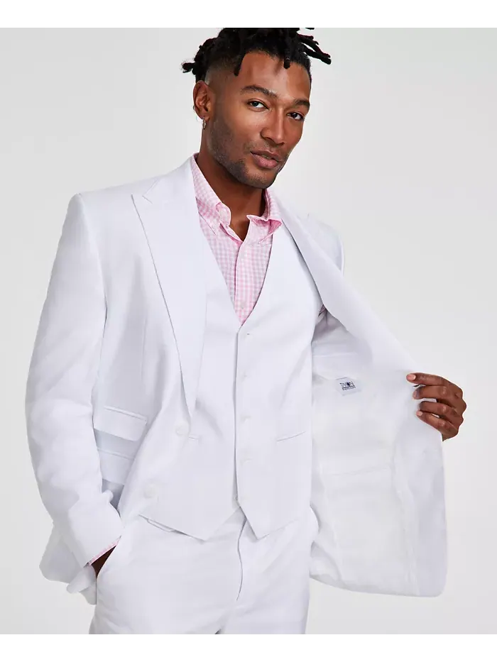 Мужской классический однобортный пиджак Solid Suit Separates Tayion Collection — изображение 4 из 4, белый