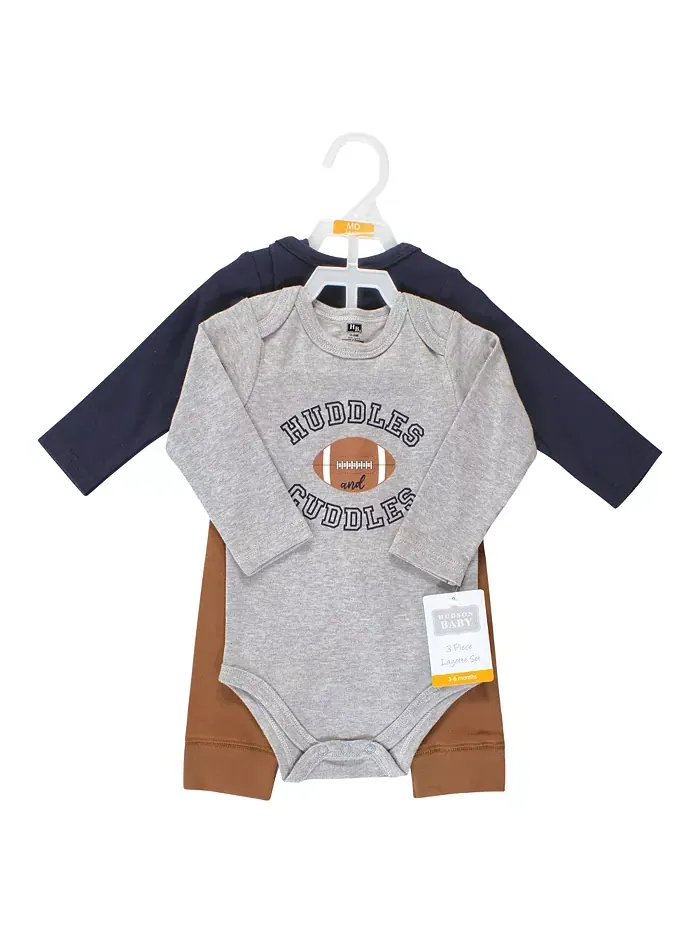 Детский комплект для мальчиков Hudson 3Pc с длинным рукавом и штанишками Hudson Baby — изображение 2 из 5, серый