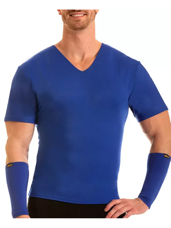 Мужская футболка с V-образным вырезом Big & Tall Compression Activewear с короткими рукавами — синий