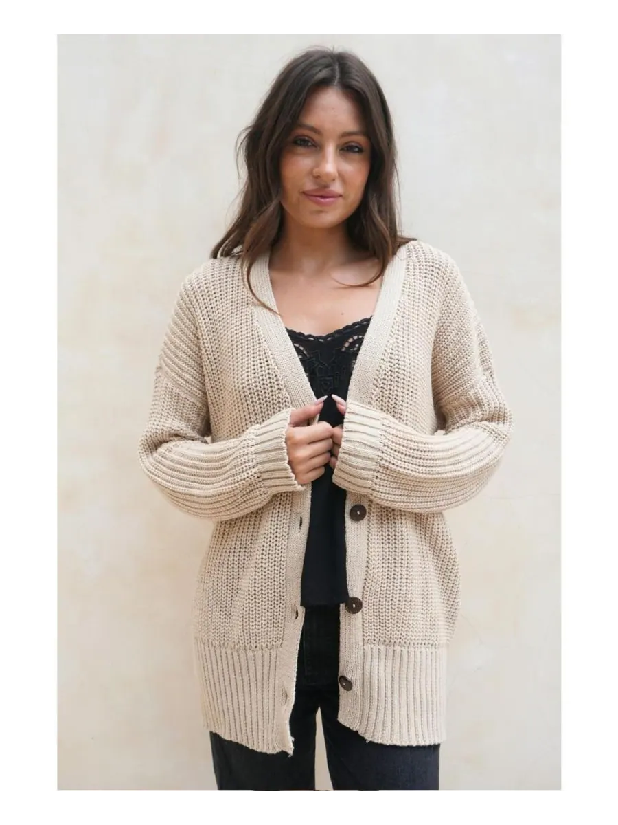 Женский хлопковый кардиган Эмили Paneros Clothing — изображение 3 из 3, бежевый