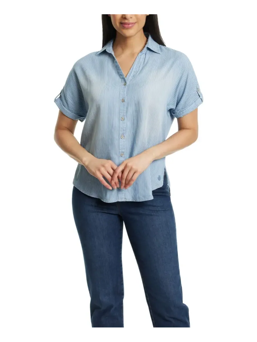 Женская рубашка с коротким рукавом Demi Gloria Vanderbilt, Kansis City Stripe — изображение 1 из 3