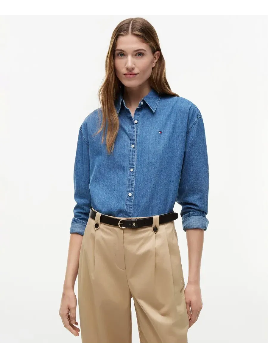 Джинсовая рубашка свободного кроя Boxy-Fit Denim Shirt Tommy Hilfiger