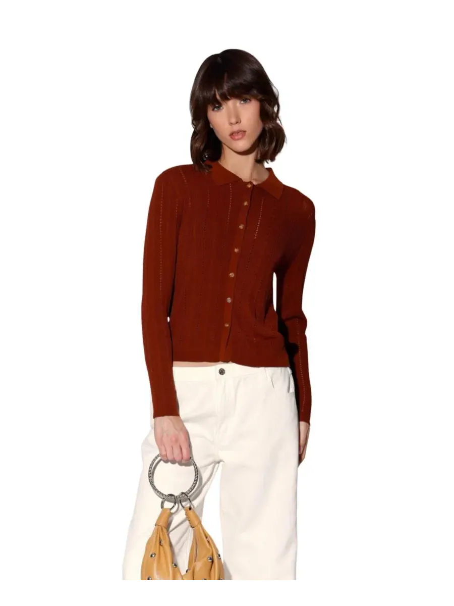 Женский кардиган Pippa Rope Rib Button-Front Walter Baker — оранжевый