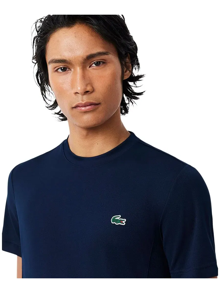 Футболка мужская Lacoste, стандартный крой, круглый вырез — изображение 3 из 5, темно-синий синий