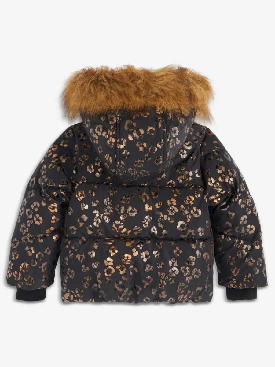 Пуховик стеганый с принтом Leopard Foil S Rothschild & CO — изображение 3 из 3, черный золотистый