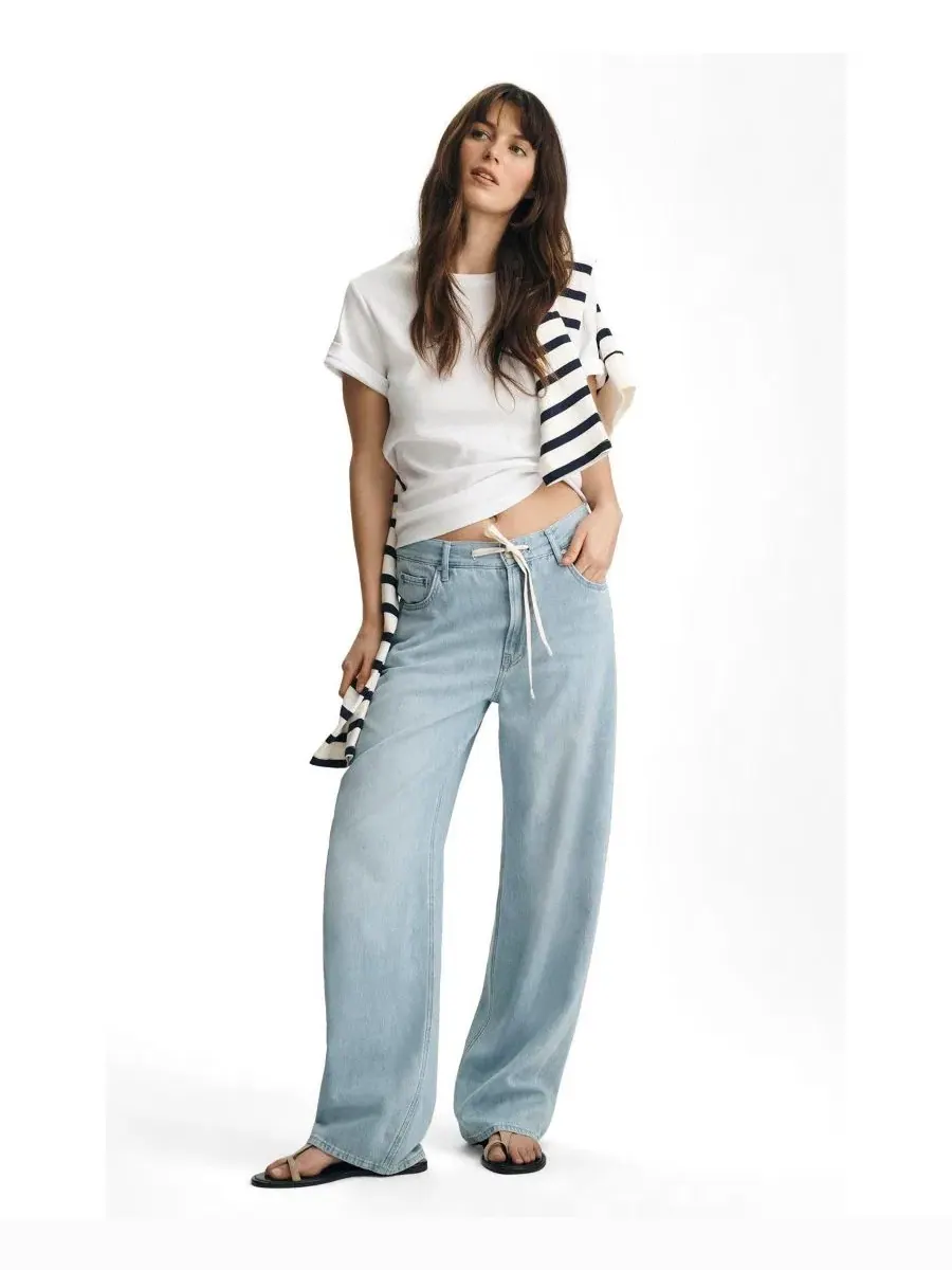 Джинсы с высокой посадкой и широкими штанинами, модель Nella Mavi Jeans — синий
