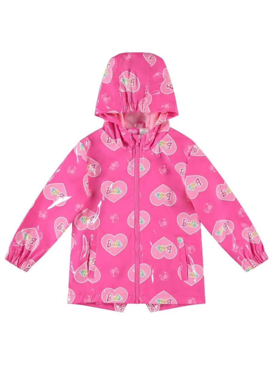 Детский дождевик с капюшоном Barbie — розовый