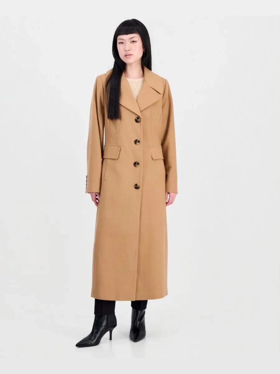 Макси-пальто однобортное Anne Klein — изображение 1 из 3, верблюжий