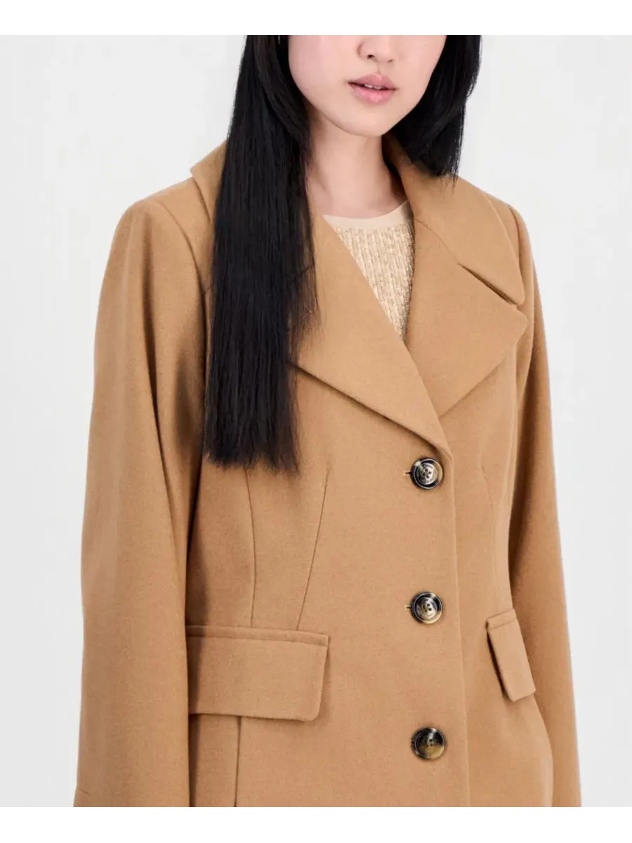 Макси-пальто однобортное Anne Klein — изображение 3 из 3, верблюжий