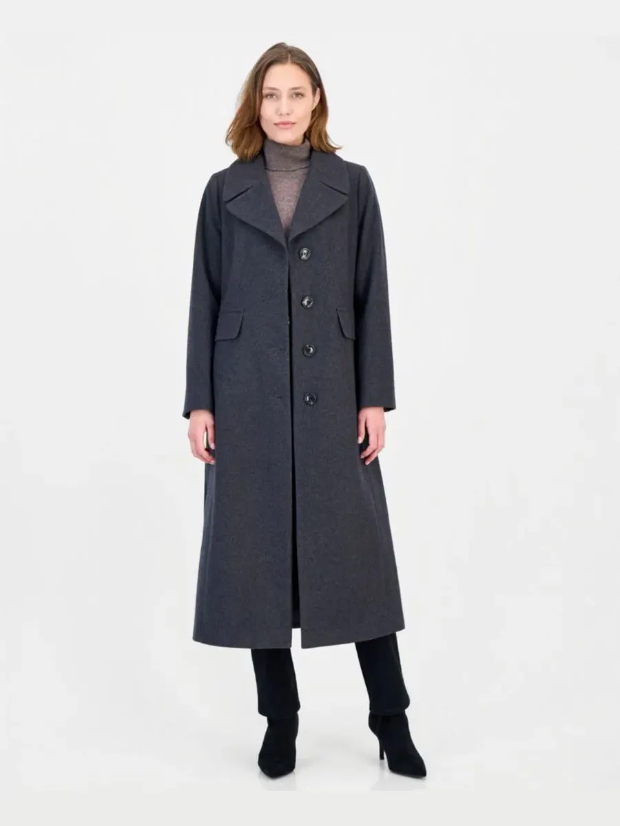 Пальто макси однобортное Anne Klein — изображение 4 из 5, темно-серый