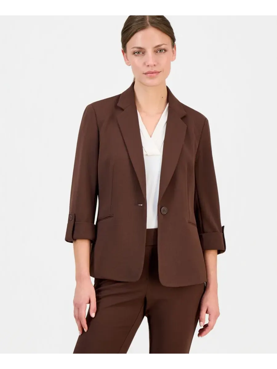 Комплект из блейзера, топа и брюк Anne Klein Essentials — изображение 1 из 6, коричневый