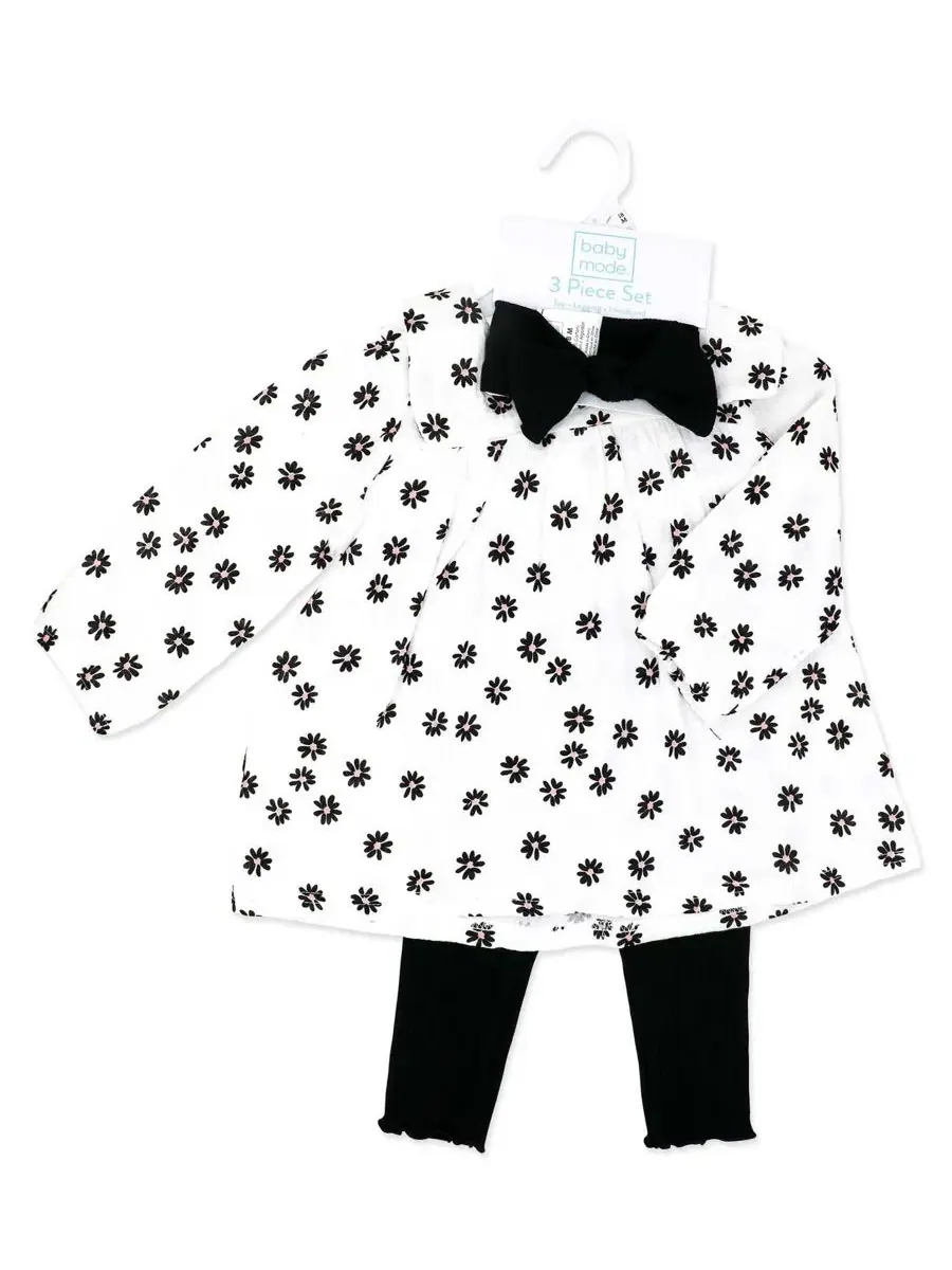 Комплект из топа, леггинсов и повязки на голову Baby Mode — изображение 2 из 5, черный/белый