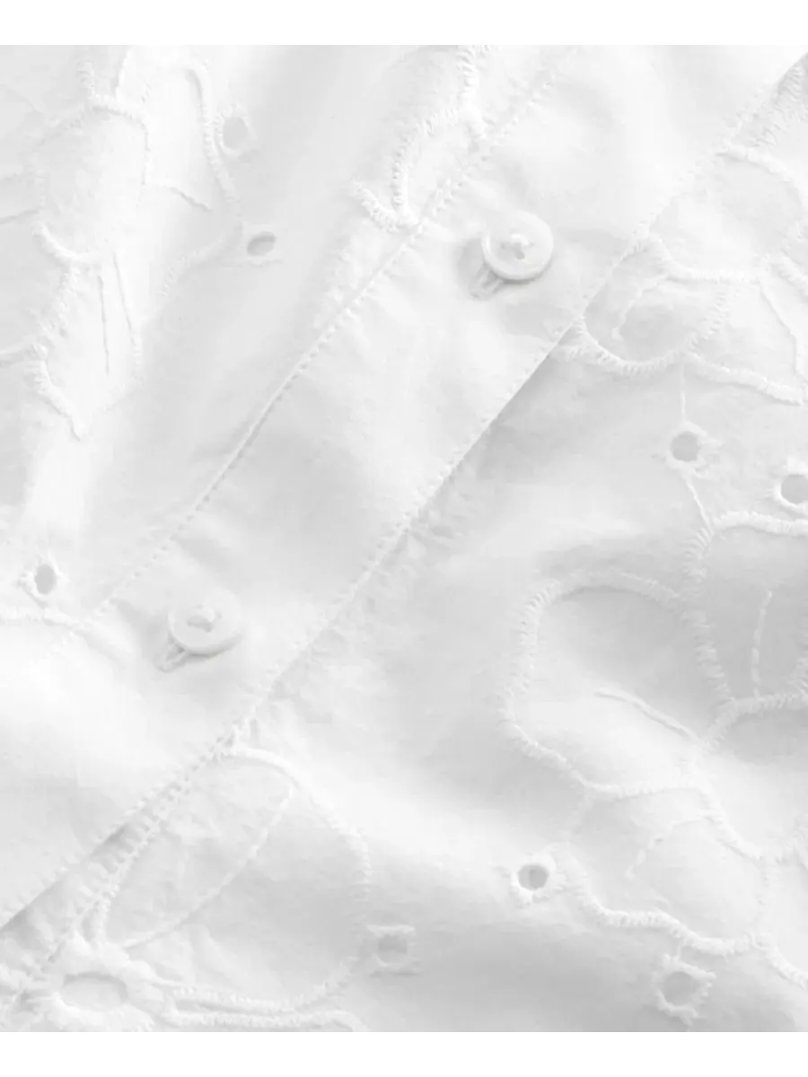 Блуза из хлопка с завязкой на талии, модель Eyelet Tie-Waist I.N.C. International Concepts — изображение 4 из 4, яркий белый