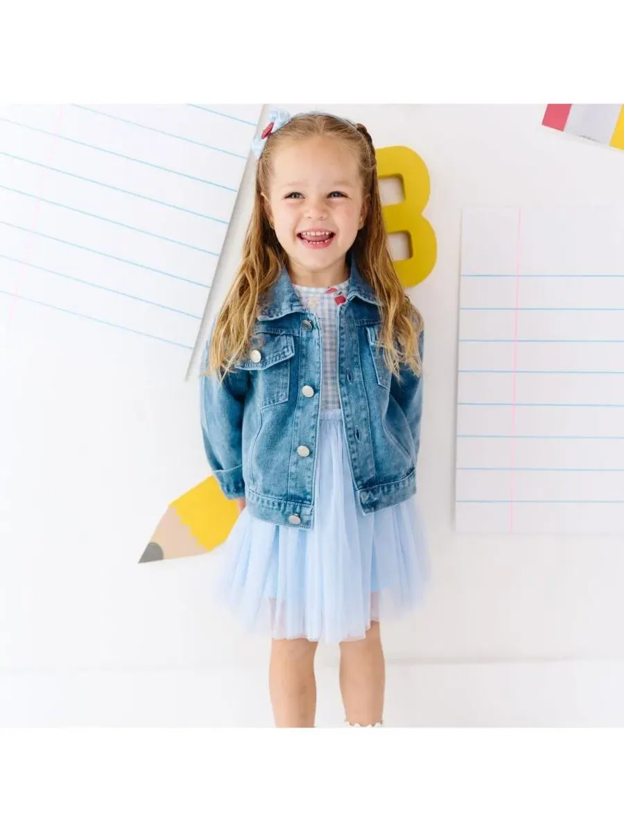 Джинсовая куртка с бантом Sweet Wink — изображение 4 из 5, джинсовый синий