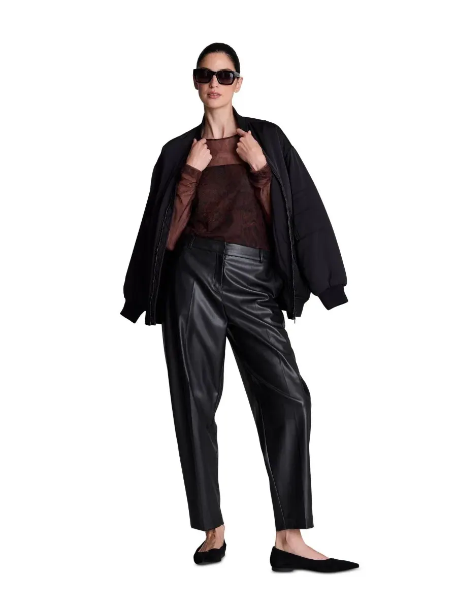 Брюки прямого кроя с высокой посадкой из экокожи Women's Faux Leather High-Rise Cropped Ankle Pants — изображение 3 из 6