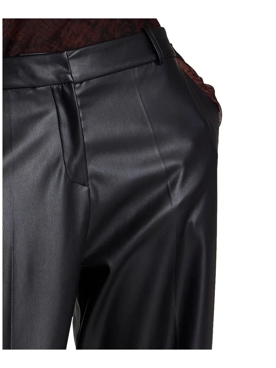 Брюки прямого кроя с высокой посадкой из экокожи Women's Faux Leather High-Rise Cropped Ankle Pants — изображение 5 из 6