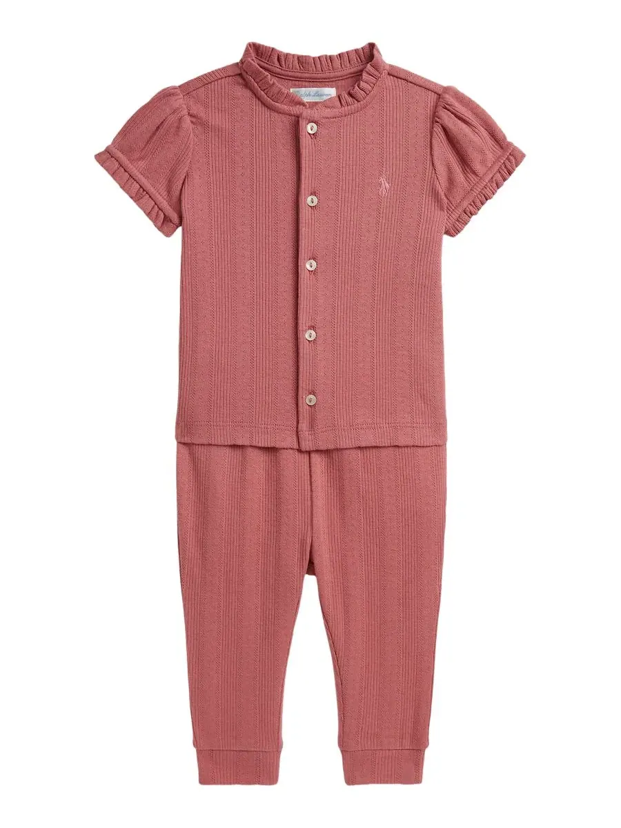 Комплект из топа и леггинсов с рюшами и ажурным вязанием Polo Ralph Lauren