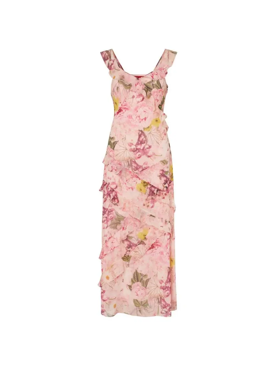 Макси-платье с воланами и цветочным принтом Levine Floral-Print Ruffle Maxi Dress CRAS — изображение 8 из 8, мульти