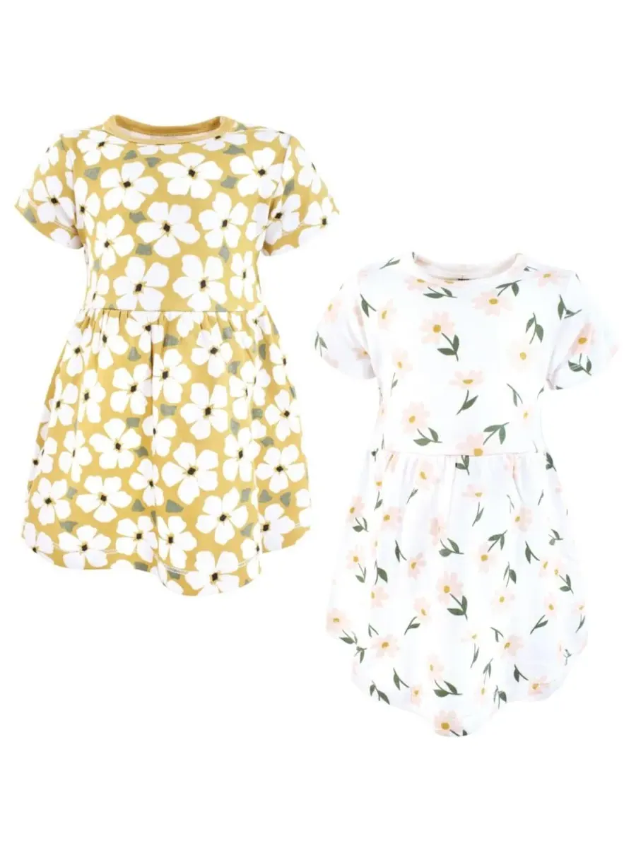 Комплект из двух платьев (двух пар) Hudson Baby, золото sage floral — изображение 1 из 4, золотистый