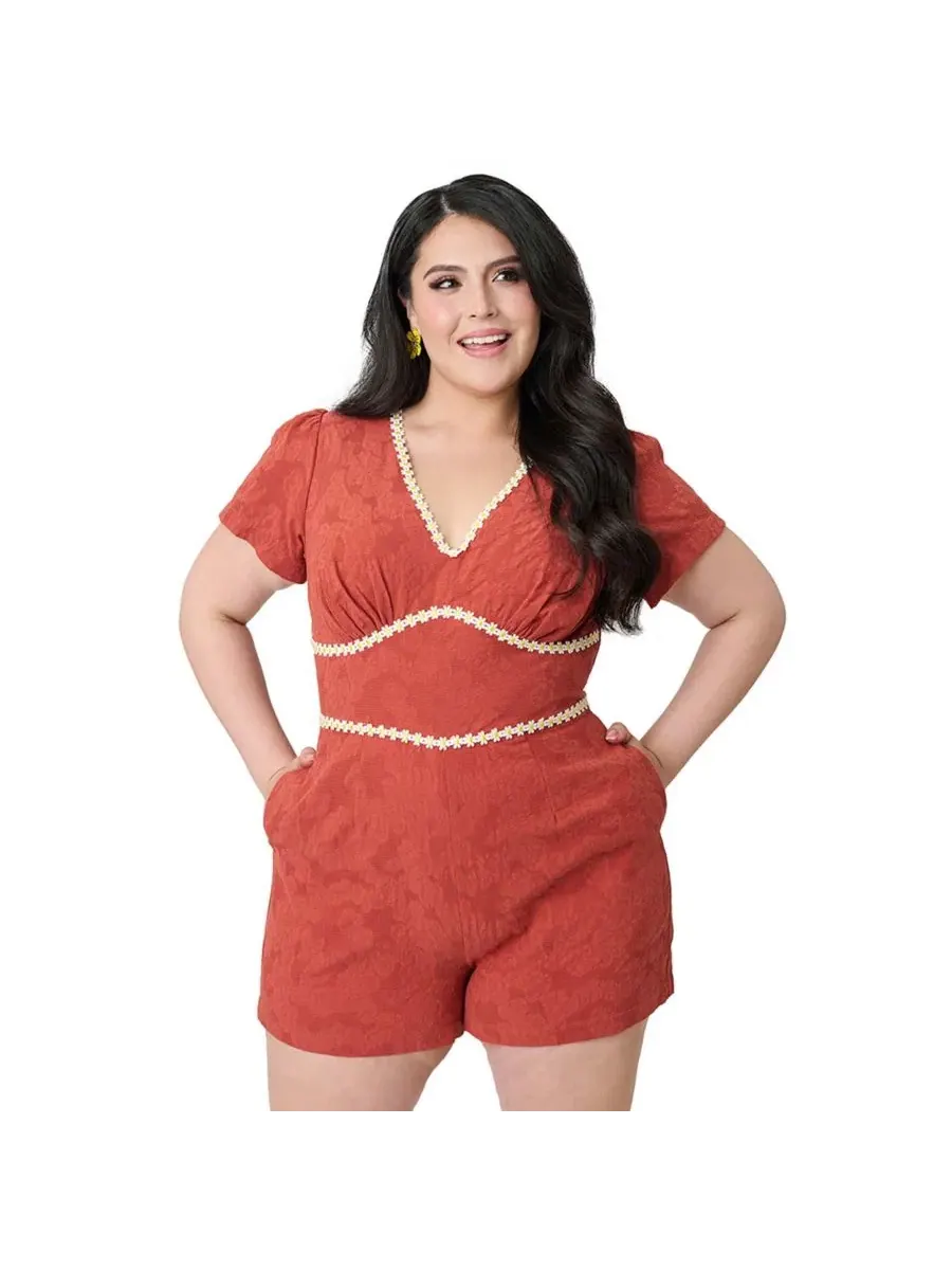 Боди-комбинезон с принтом Daisy Plus Size Unique Vintage