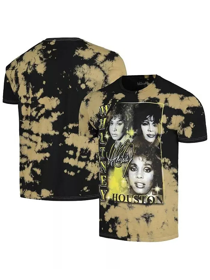 Мужская черная футболка с рисунком Whitney Houston Collage Philcos — черный