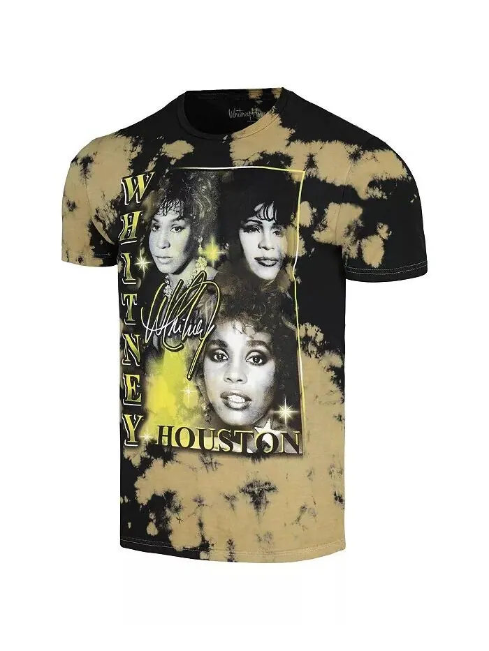 Мужская черная футболка с рисунком Whitney Houston Collage Philcos — изображение 2 из 3, черный