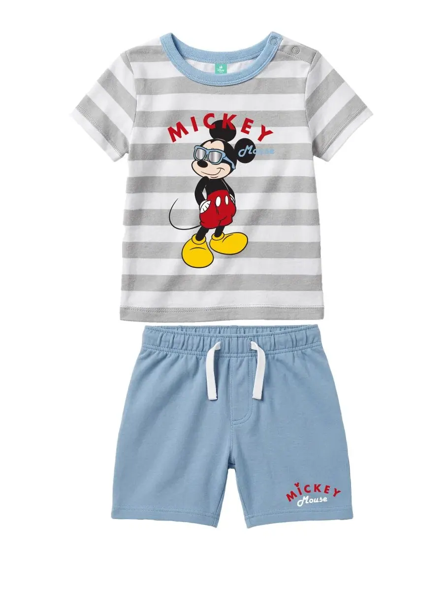 Комплект из футболки и шорт с принтом Микки Мауса Disney — изображение 2 из 6, синий/серый