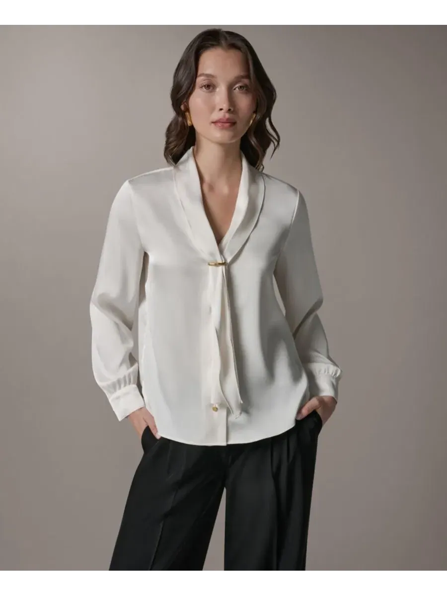 Блуза с V-образным вырезом и длинным рукавом Donna Karan New York