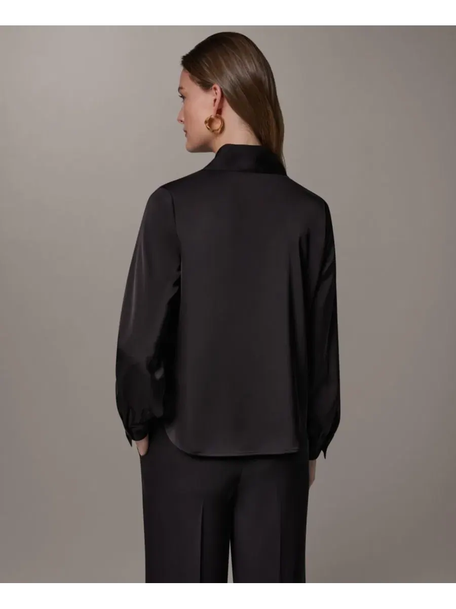 Топ с V-образным вырезом и длинным рукавом Donna Karan New York — изображение 7 из 8, черный