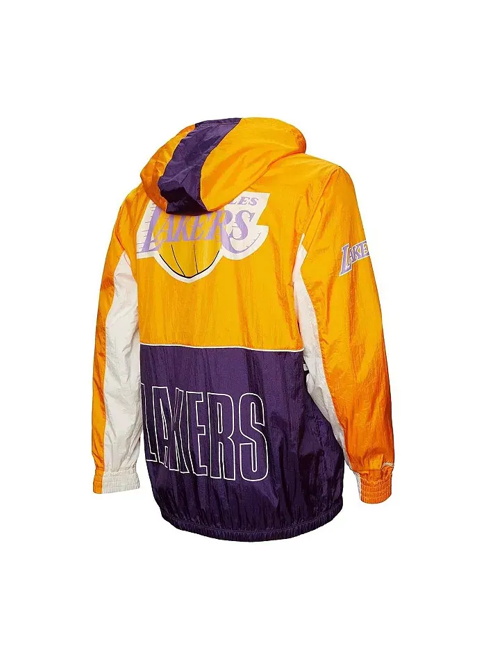 Мужская ветровка Los Angeles Lakers Hardwood Classics Big Shot премиум-класса с молнией — изображение 3 из 5, фиолетовый