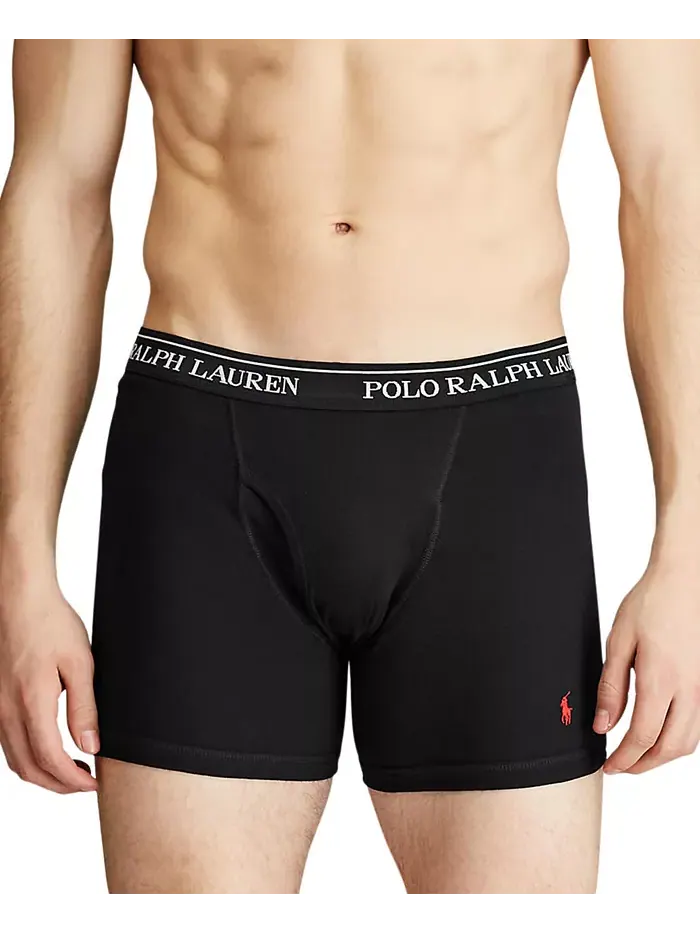 Мужские классические хлопковые трусы-боксеры, 5 штук Polo Ralph Lauren — изображение 7 из 8, черный