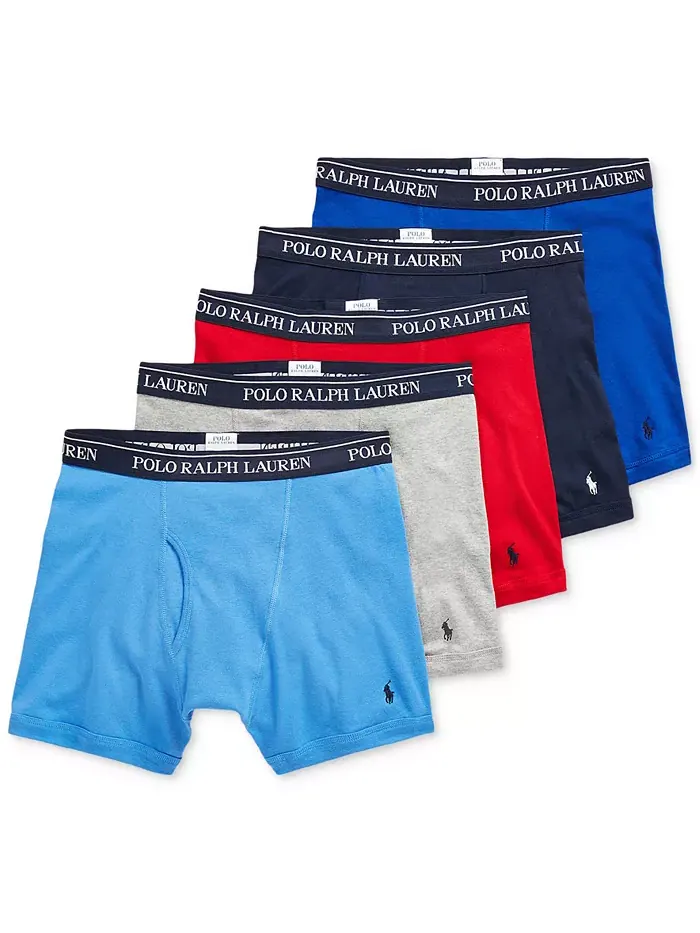 Мужские классические хлопковые трусы-боксеры, 5 штук Polo Ralph Lauren — изображение 1 из 10, синий