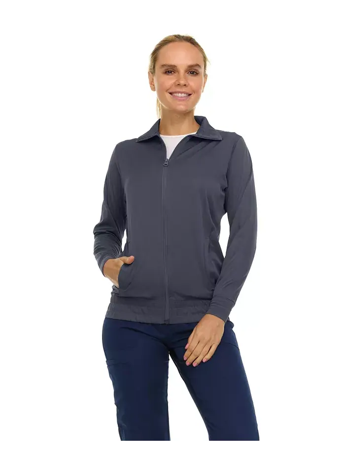 Женская медицинская куртка, куртка медсестры на молнии спереди, утеплённое пальто из ткани — изображение 1 из 5, серебристый