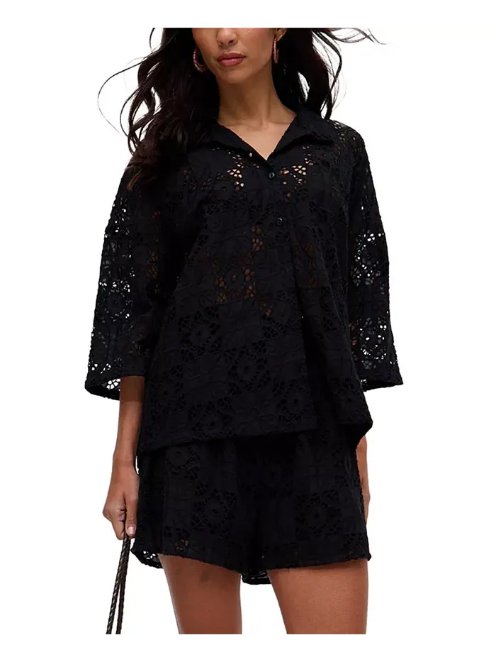 Женская рубашка Shelli All Over Broderie Anglaise Raffya — черный