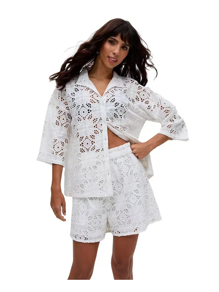 Женская рубашка Shelli All Over Broderie Anglaise Raffya — изображение 3 из 6, белый
