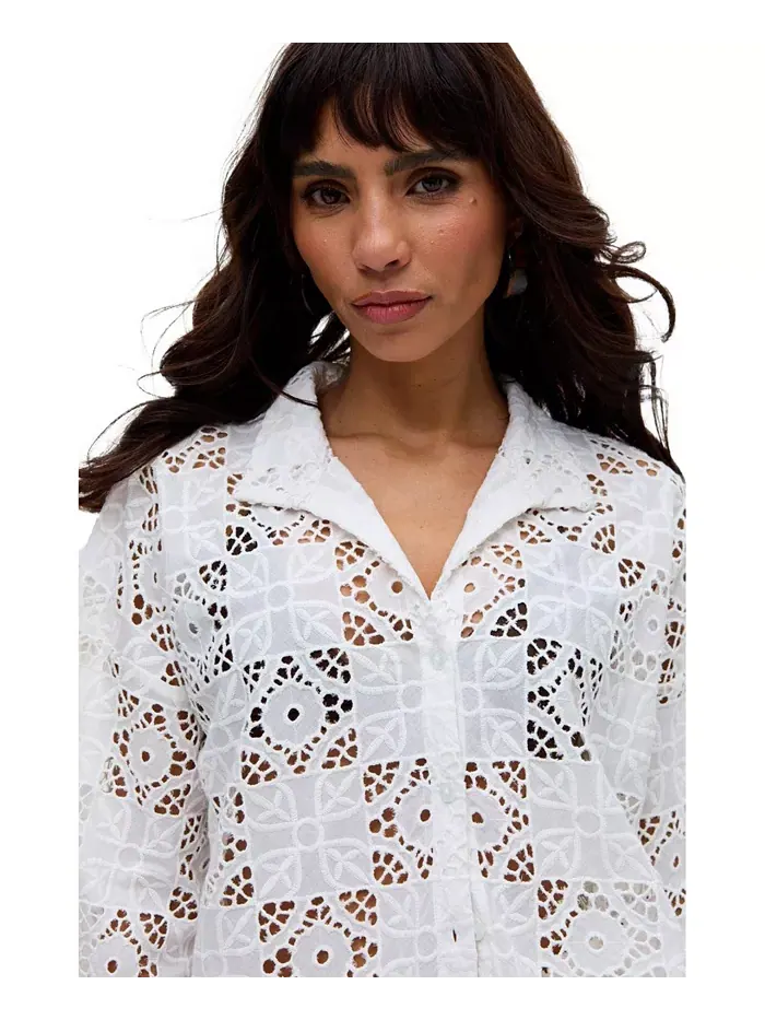 Женская рубашка Shelli All Over Broderie Anglaise Raffya — изображение 6 из 6, белый