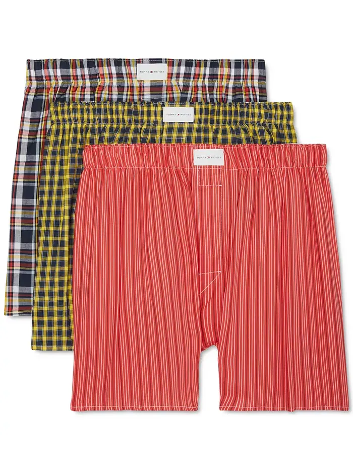 Мужские боксеры из хлопкового поплина с классическим принтом, 3 шт Tommy Hilfiger