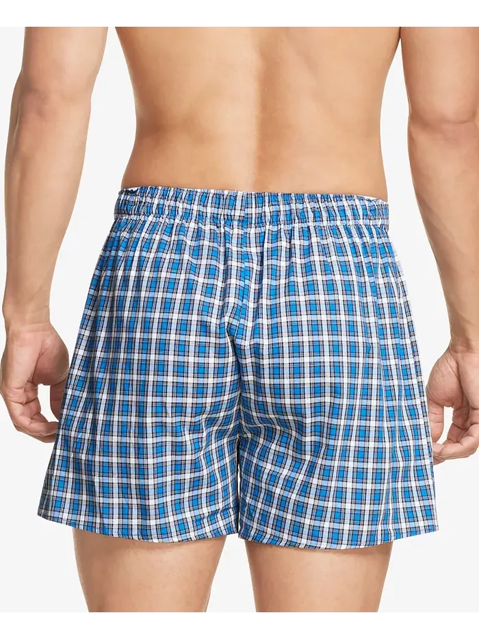 Мужские боксеры из хлопкового поплина с классическим принтом, 3 шт Tommy Hilfiger — изображение 3 из 7, синий