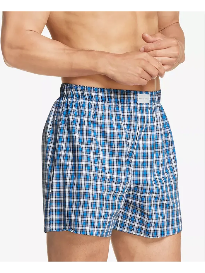 Мужские боксеры из хлопкового поплина с классическим принтом, 3 шт Tommy Hilfiger — изображение 4 из 7, синий