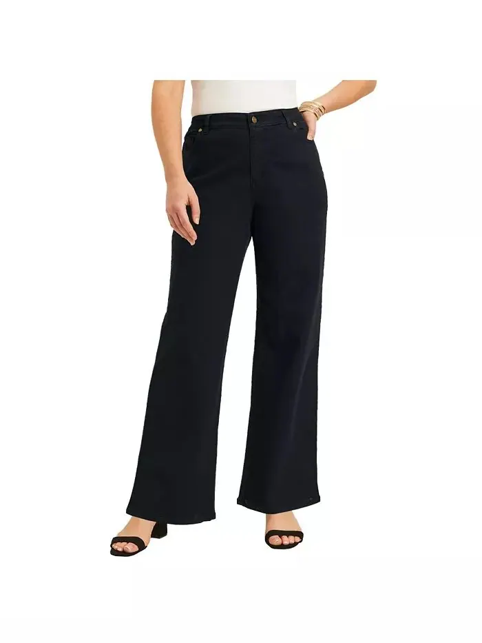 Женские джинсы большого размера June Fit Wide-Leg June + Vie — черный