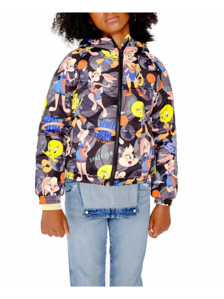 Детская толстая стеганая куртка-пуховик в стиле New Looney Mash Jacket Members Only — черный