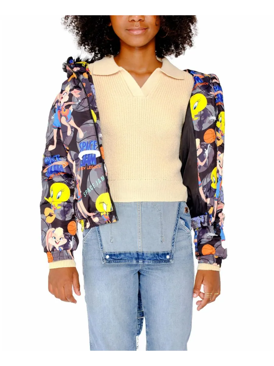 Детская толстая стеганая куртка-пуховик в стиле New Looney Mash Jacket Members Only — изображение 2 из 3, черный