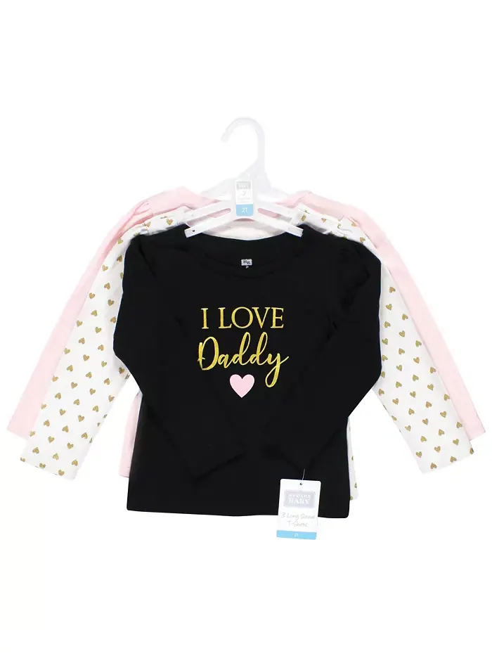 Футболки Hudson для девочек с длинным рукавом, комплект из 3 шт Hudson Baby — изображение 5 из 5
