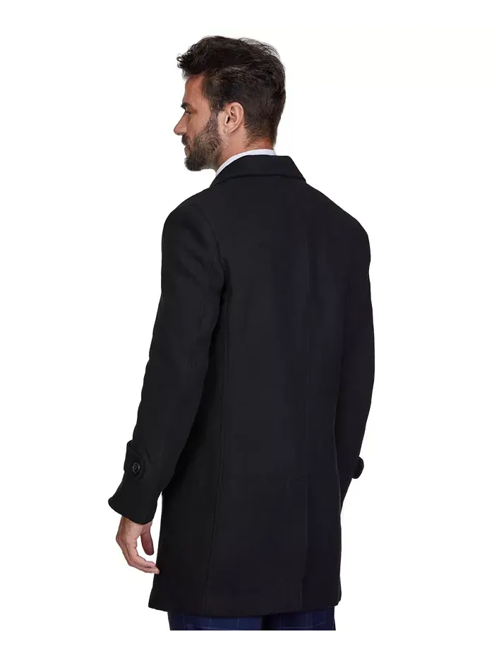 Мужское двубортное пальто из шерстяной смеси Pea Coat Dress Peacoat Braveman — изображение 4 из 4, черный