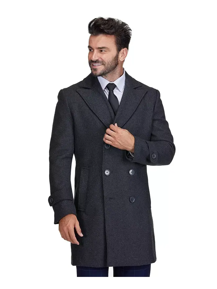 Мужское двубортное пальто из шерстяной смеси Pea Coat Dress Peacoat Braveman