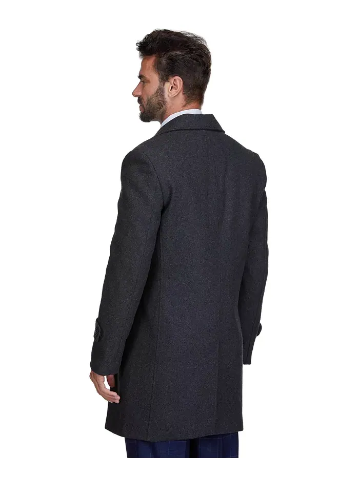 Мужское двубортное пальто из шерстяной смеси Pea Coat Dress Peacoat Braveman — изображение 3 из 4, темно-серый