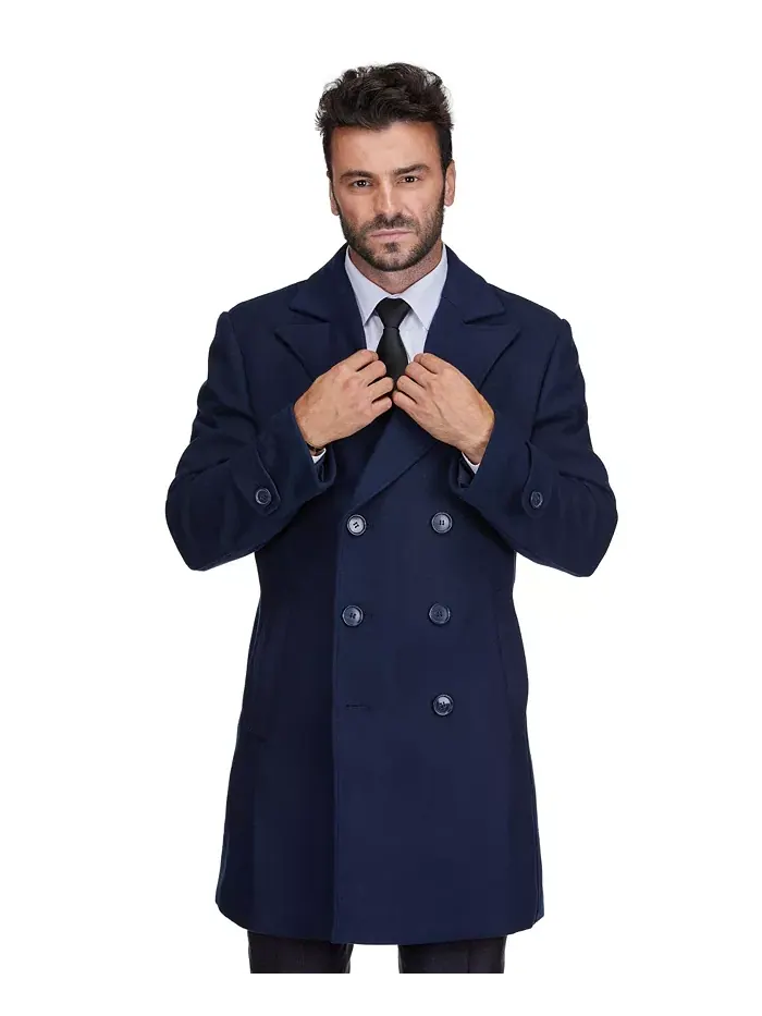 Мужское двубортное пальто из шерстяной смеси Pea Coat Dress Peacoat Braveman