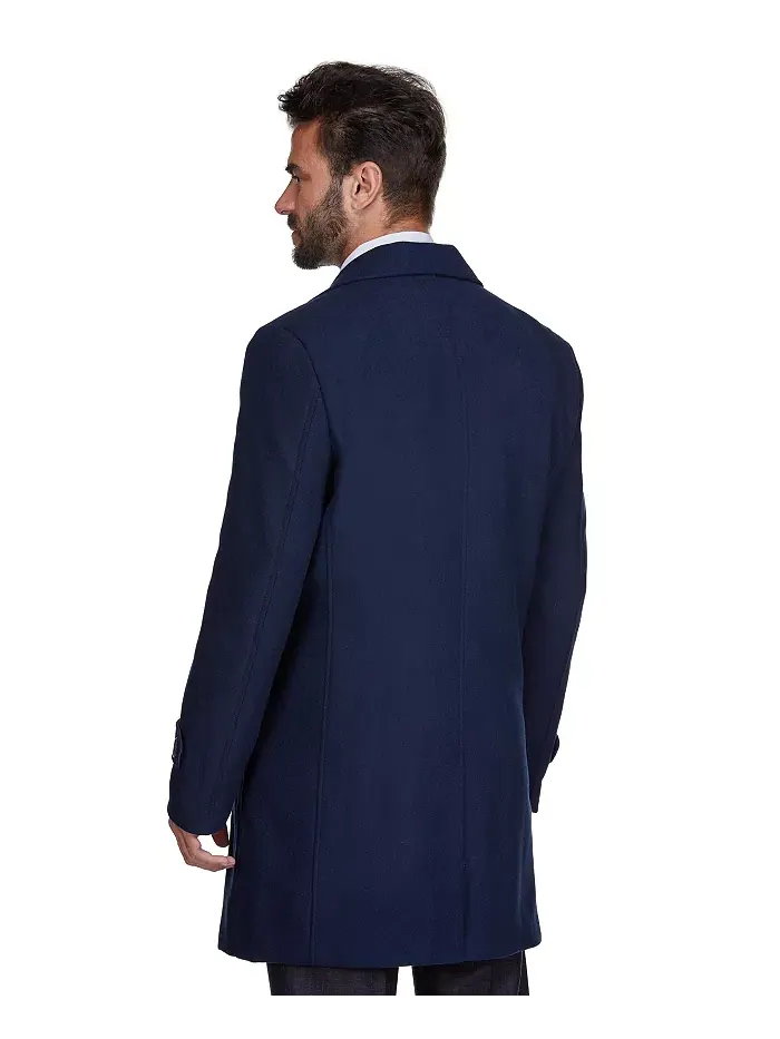 Мужское двубортное пальто из шерстяной смеси Pea Coat Dress Peacoat Braveman — изображение 5 из 5, темно-синий